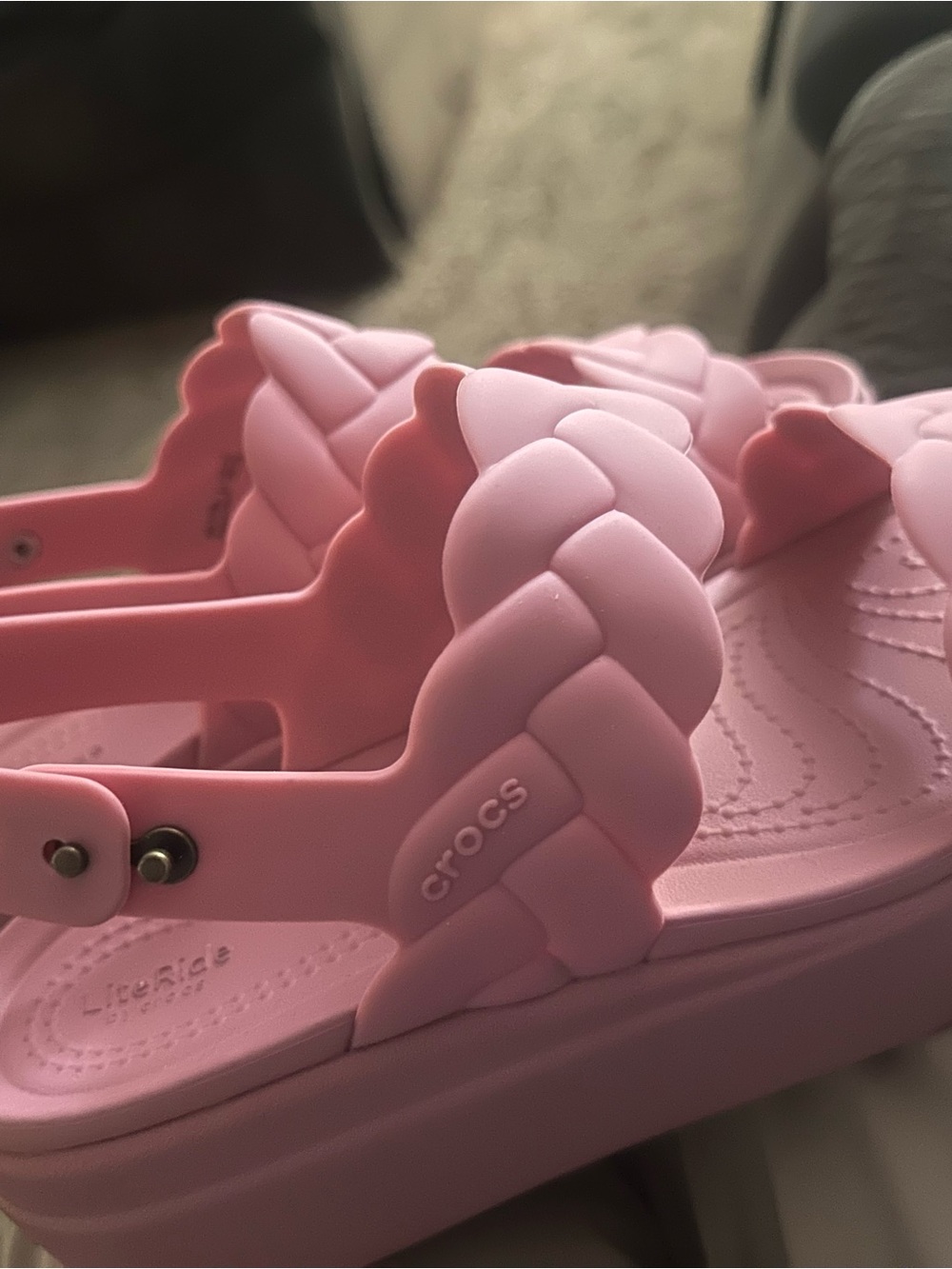 CROCS Women's Light Pink Braided Strap Platform Sandals